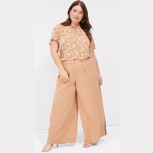 🌹NWT🌹 Lane Bryant Pleated Wide Leg Mid Rise Pant With Side-Trim Size 20